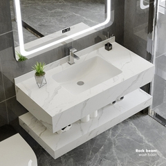 BD1001 - Bàn đá đôi chống xước, bề mặt bóng kết hợp chậu liền mép