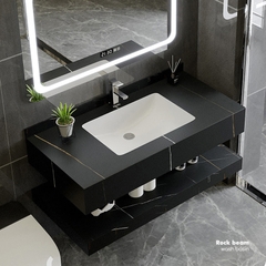 BD1023 - Bàn đá đôi chống xước, bề mặt lì kết hợp chậu liền mép