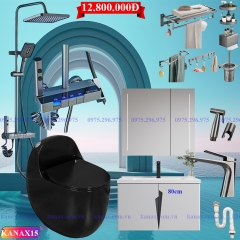 KANAX15 - Combo trọn bộ phòng tắm cao cấp, sen cây bàn phím hiển thị nhiệt độ, tủ chậu nhựa