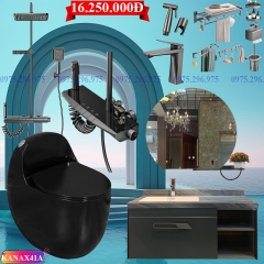 KANAX41 - Combo trọn bộ phòng tắm, tủ chậu nhựa, sen cây ghi xám củ bàn lớn cao cấp..