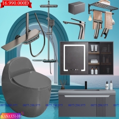 KANAX51B - Combo trọn bộ phòng tắm cao cấp, bồn trứng, tủ chậu nhựa ghi xám(15-20tr)