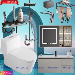 KANAX57B - Combo trọn bộ phòng tắm cao cấp, tủ chậu nhựa, bồn cầu men nano tuyết
