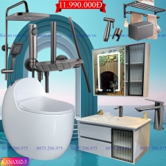 KANAX62 - Combo phòng tắm cao cấp, tủ chậu nhựa, sen cây nhiệt độ cao cấp