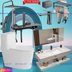 KANAX69 - Combo trọn bộ phòng tắm bình dân, bàn đá chống xước 2 tầng