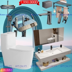 KANAX69 - Combo trọn bộ phòng tắm bình dân, bàn đá chống xước 2 tầng
