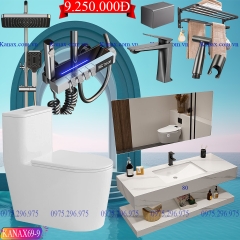 KANAX69 - Combo trọn bộ phòng tắm bình dân, bàn đá chống xước 2 tầng