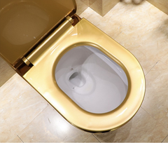 KH103 - Bồn cầu liền khối sứ nung tráng men nano trắng vàng cao cấp