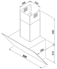 Máy hút khử mùi cao cấp Sevilla SV-90K3. Kích thước 900 x 330mm (DxRxC)