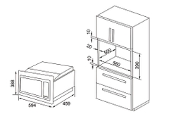 Lò nướng âm tủ cao cấp Sevilla SV-V28 . KT: R594 x S459 x C388mm (Rộng x Sâu x Cao)