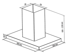 Hút mùi độc lập sevilla SVDL33K. Kích thước 900 x 600 x (600-1200)mm {RxDxC}