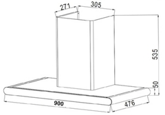 Máy hút khử mùi cảm ứng cao cấp Sevilla SV-TK90. Kích thước 900 x 360 x  (700-1040)mm (DxRxC)