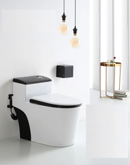 KA3983 - Bồn cầu liền khối đen trắng xả lệc, men nung nano cao cấp