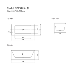MW8109-130 - Bồn tắm ngâm cao cấp, chất liệu Acrylic. Kích thước: 1300 x 700 x 580 (mm)