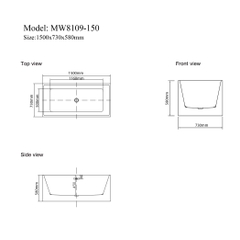 MW8109-150 - Bồn tắm ngâm cao cấp, chất liệu Acrylic. Kích thước: 1500 x 730 x 580 (mm)