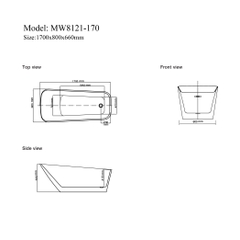 MW8121-170 - Bồn tắm ngâm cao cấp, chất liệu Acrylic. Kích thước: 1700 x 800 x 660 (mm)