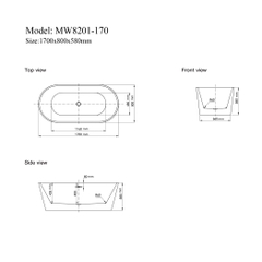 MW8201-170 - Bồn tắm ngâm cao cấp, chất liệu Acrylic. Kích thước: 1700 x 800 x 600 (mm)