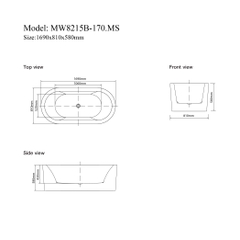 MW8215B-170MS - Bồn tắm massager cao cấp, chất liệu Acrylic. Kích thước:  1700 x 800 x 580 (mm)