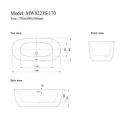 MW8223S-170 - Bồn tắm ngâm cao cấp, chất liệu Acrylic. Kích thước: 1200 x 720 x 600 (mm)