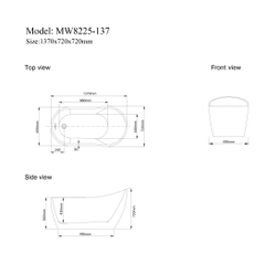 MW8225-137 - Bồn tắm ngâm cao cấp, chất liệu Acrylic. Kích thước:    1370 x 720 x 720 (mm)