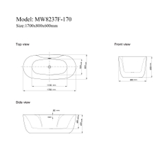 MW8237F-170 - Bồn tắm ngâm cao cấp, chất liệu Acrylic. Kích thước:   1700 x 800 x 600 (mm)