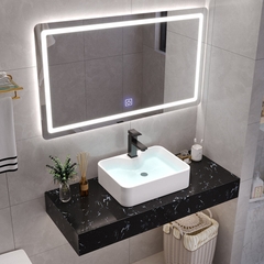 BÀN ĐÁ ĐƠN NHÂN TẠO TRONG NƯỚC 1 TẦNG KẾT HỢP CHẬU NỔI VÀ GƯƠNG LED BD13