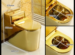 KH1060 - Bồn cầu liền khối sứ nung tráng men nano  vàng cao cấp