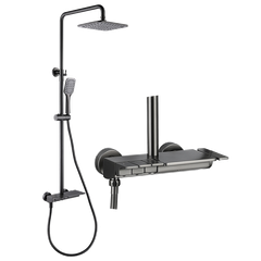 WIN19 - Combo trọn bộ phòng tắm, bồn cầu liền khối,  bàn đá 1 tầng chậu sứ nổi, sen cây bàn phím ghi xám.........