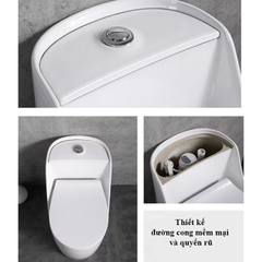KA6009 - Bồn cầu trứng liền khối trắng, men nano chống bám dính, bộ xả cao cấp, nước xả mạnh và êm.