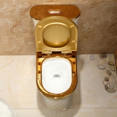 KH103 - Bồn cầu liền khối sứ nung tráng men nano trắng vàng cao cấp