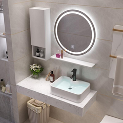BÀN ĐÁ ĐƠN NHÂN TẠO TRONG NƯỚC 1 TẦNG KẾT HỢP CHẬU NỔI VÀ KỆ GƯƠNG BD28
