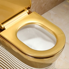 KH103 - Bồn cầu liền khối sứ nung tráng men nano trắng vàng cao cấp