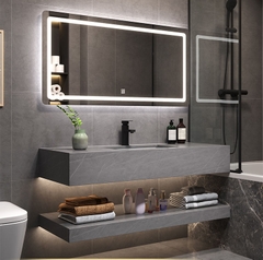 NT14 - Bàn đá đôi chống xước, bề mặt nhám kết hợp chậu sứ âm(Chưa bao gồm vòi và gương)