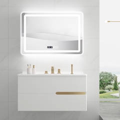 TC2007 - Tủ chậu nhựa PVC, mặt chậu sứ âm liền khối, gương led cảm ứng, kích thước 50x80cm