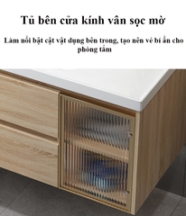 TC185 - Tủ chậu nhựa cao cấp kết hợp chậu sứ và gương led thông minh