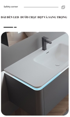 TC199 - Tủ chậu nhựa, mặt chậu sứ liền khối kết hợp tủ gương led cao cấp