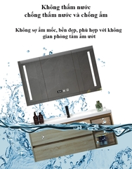 TC185 - Tủ chậu nhựa cao cấp kết hợp chậu sứ và gương led thông minh