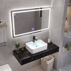 BÀN ĐÁ ĐƠN NHÂN TẠO TRONG NƯỚC 1 TẦNG KẾT HỢP CHẬU NỔI VÀ GƯƠNG LED BD13