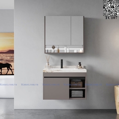 TC107 - Tủ chậu nhựa PVC, mặt đá bóng chống xước, chậu sứ âm liền mép, kích thước 48x80cm