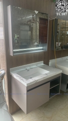 TC107 - Tủ chậu nhựa PVC, mặt đá bóng chống xước, chậu sứ âm liền mép, kích thước 48x80cm