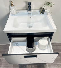 TC2071 - Tủ chậu nhựa PVC, mặt chậu sứ liền khối âm, Kích thước 48x60cm