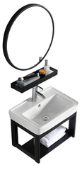 CB21 - Combo trọn bộ phòng tắm, bồn cầu liền khối, tủ chậu nhôm đen, sen cây nhiệt độ..
