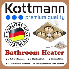 K4BT - Đèn sưởi nhà tắm Kottmann 4 bóng âm trần