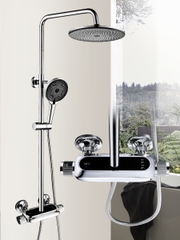 KANAX31 - Combo trọn bộ phòng tắm, bồn cầu liền khối,  bàn đá 1 tầng chậu sứ nổi, sen cây nhiệt độ ....