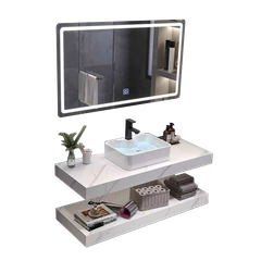 KANAX12 - Combo phòng tắm trọn bộ, bồn cầu trứng ghi xám, bàn đá 2 tầng chống xước
