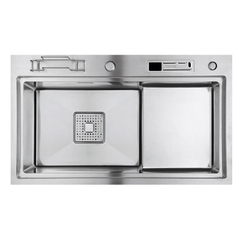 Chậu bếp 1 hố chống bám dính cao cấp CH6. Kèm thớt gỗ và rổ inox, phụ kiện thoát nước cao cấp