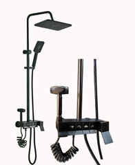 WIN21 - Combo trọn bộ phòng tắm, bồn cầu liền khối,  bàn đá 2 tầng chậu sứ nổi, sen cây bàn phím đen.........