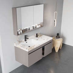 TC107 - Tủ chậu nhựa PVC, mặt đá bóng chống xước, chậu sứ âm liền mép, kích thước 48x80cm