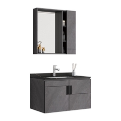 LUXURY16 - Combo phòng tắm cao cấp . Bồn cầu trứng liền khối nắp UF chống xước, bàn đá 2 tầng đen vân mây.