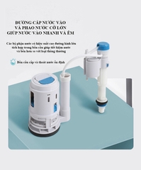 KA6033 - Bồn cầu liền khối đen, men nano chống bám dính, nắp UF chông xước, bộ xả cao cấp, nước xả mạnh và êm.