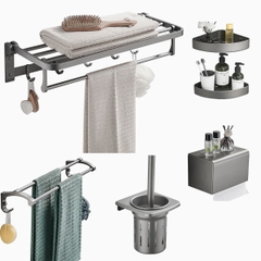 KANAX06 - Combo trọn bộ phòng tắm, bồn cầu liền khối,  bàn đá 2 tầng chậu sứ nổi, sen cây bàn phím ghi xám.........